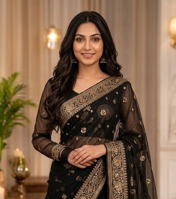Georgette Saree with Sequins Work